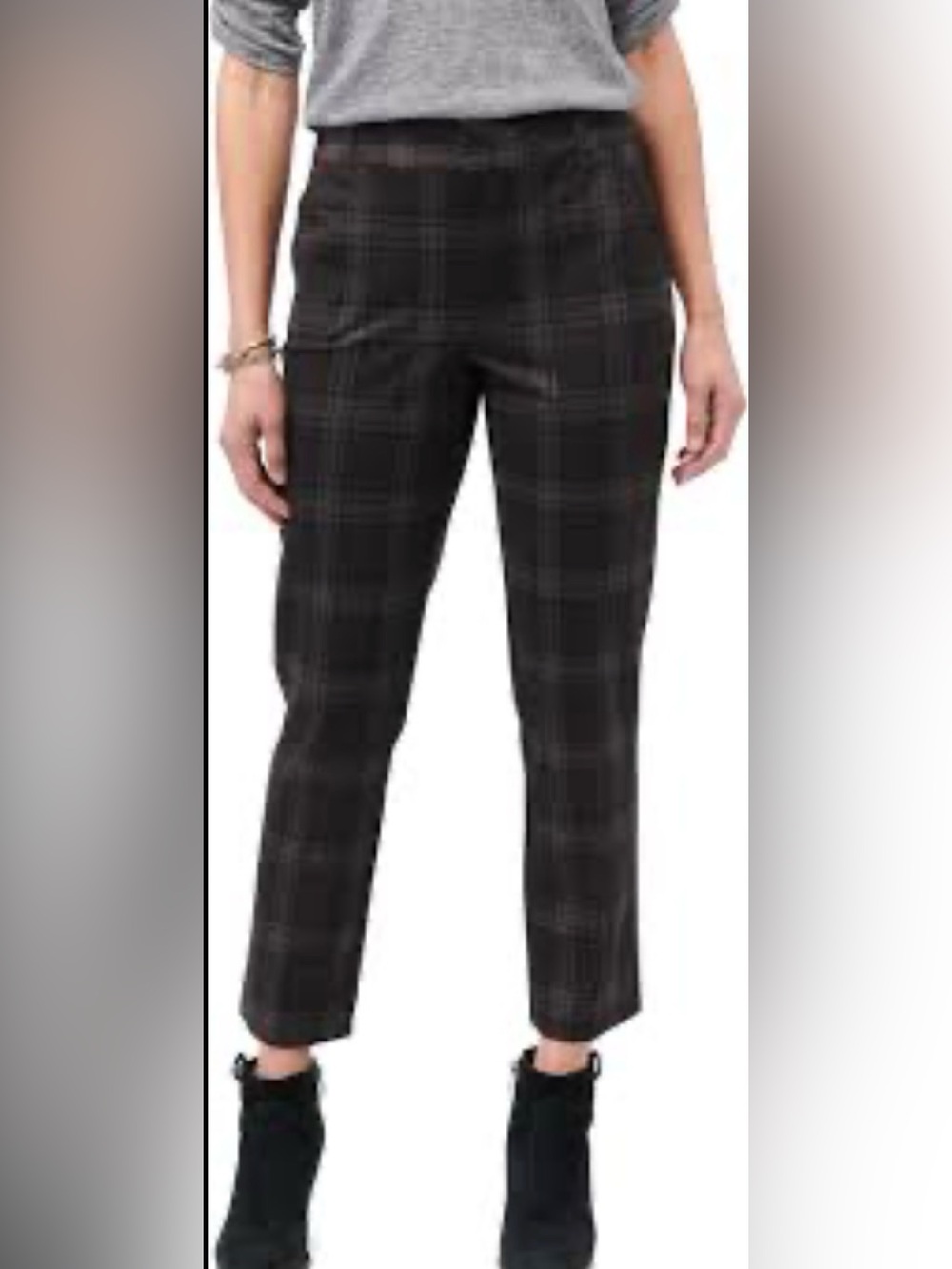 Women's Democracy Ab Solutions Black Plaid Stretch Ponte Pants